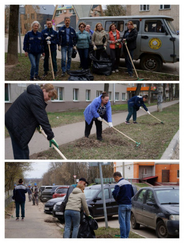 В рамках Месячника по санитарной очистке города, объявленном Администрацией г. Обнинска сотрудники МАУ «Коммунальное управление» приняли участие в уборке придомовой территории по ул. Любого.