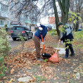 На этой неделе в рамках осеннего месячника провели уборку опавшей листвы и мусора на придомовых территориях по ул. Любого, д. 3, пр. Ленина 122, 118, 63,59, ул. Королева, д. 14А.